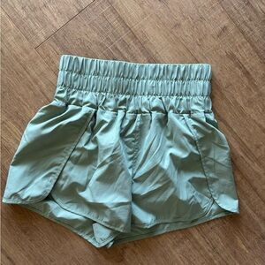 High-Waisted Sage Green Women's Shorts